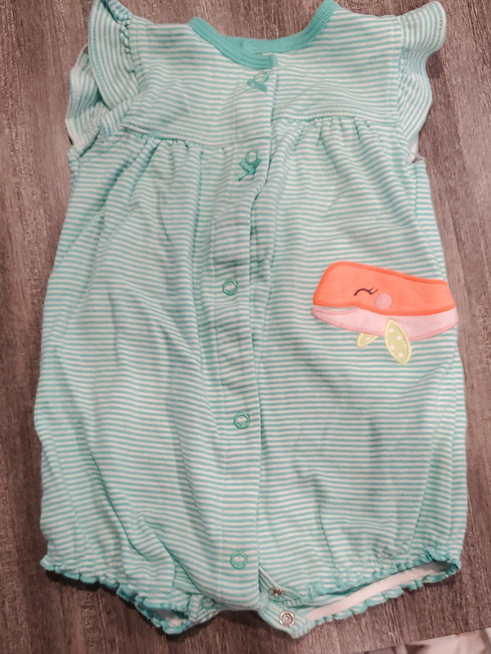 Carter's Mint Green Striped Baby Sleep Sack with Orange Whale Applique